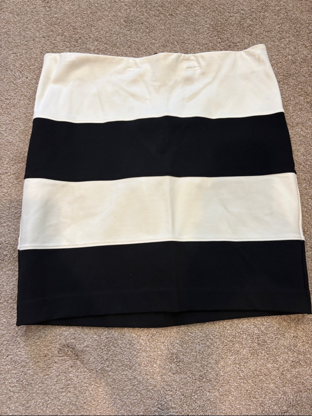 LOFT Black and White Striped Mini Skirt